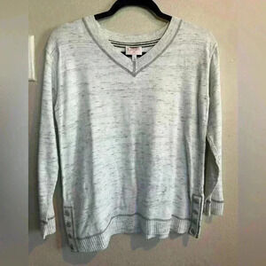 Talbots Sweater The Oprah Magazine Collection Womens Small Gray V Neck Pullover